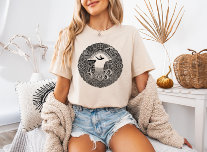 Mandala Style Cliff Jumping T-shirt for Outdoor Enthusiast and Adventure Lovers