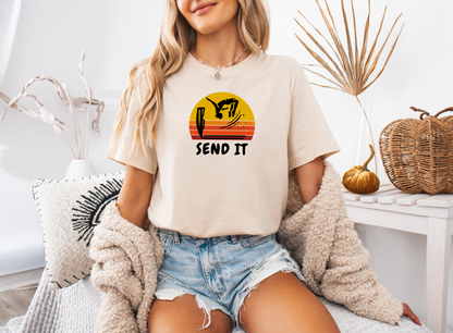 Retro "Send It" T-Shirt for Adrenaline Junkie | Cliff Jumping, Tricker, Parkour Athletes, Thrill Seeker Shirt