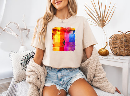 Colorful Abstract Slackline T-shirt | Slackline Highline Shirt - Rainbow Cubic Splatter Paint Design