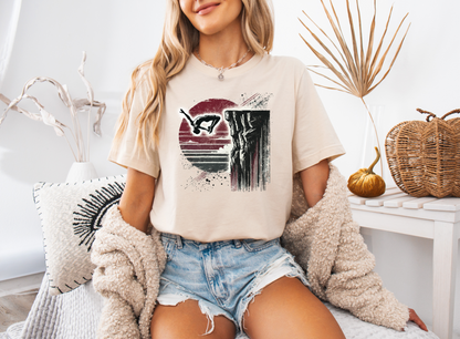 Distressed Grunge Cliff Jumping Graphic Tee | Cliff Jump Shirt for Outdoorsy Adventure Seekers