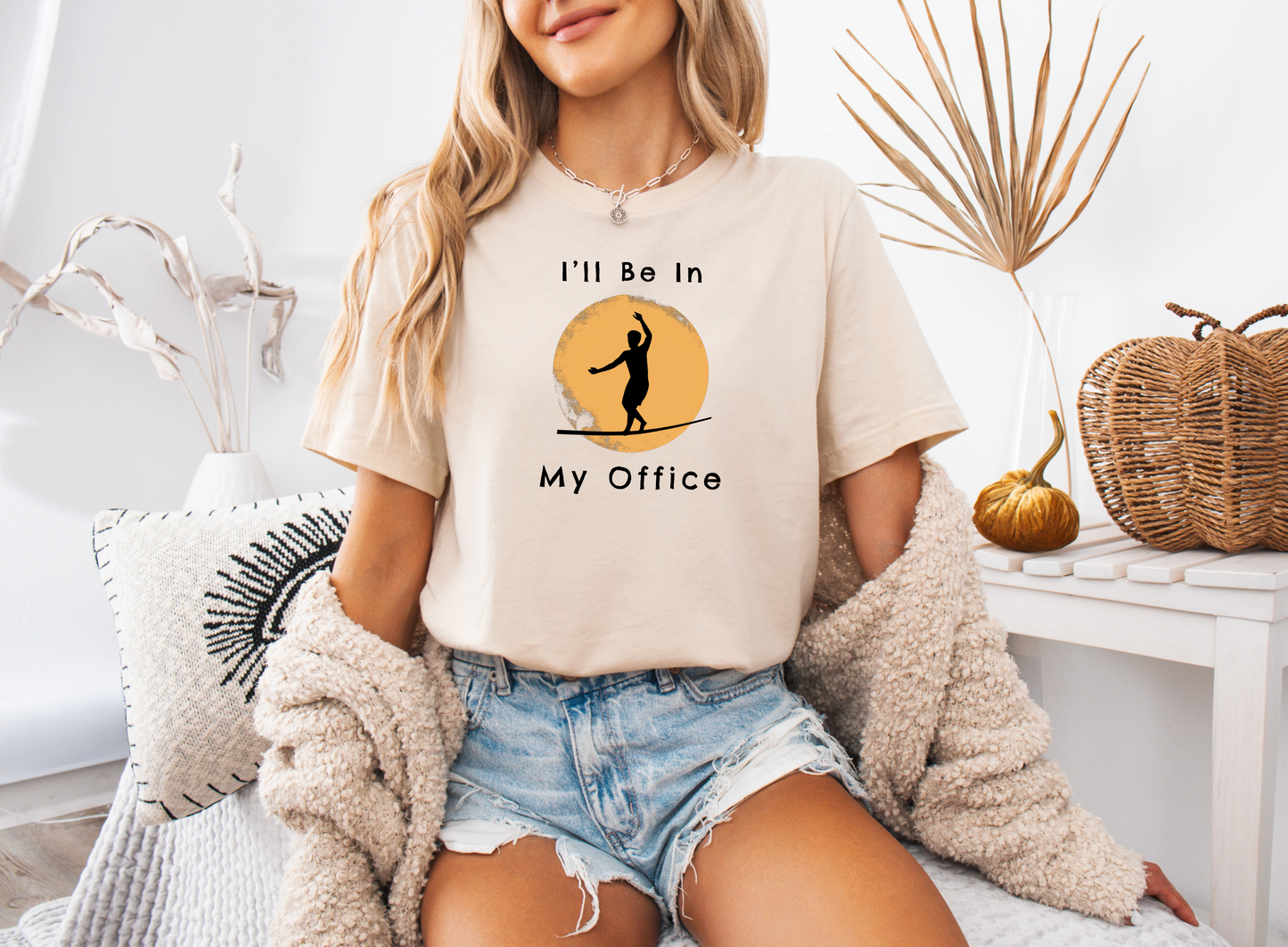 "I'll Be In My Office" Slackline Shirt - Silhouette Moon Design Cool, Funny, Minimalist Slackline T-Shirt