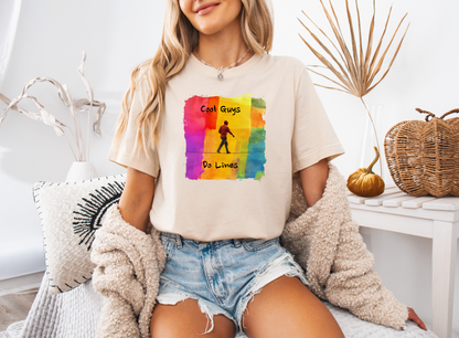 "Yeah, I Do Lines" Funny Slackline T-shirt | Colorful Abstract Slackline Highline Shirt - Rainbow Cubic Splatter Paint Design