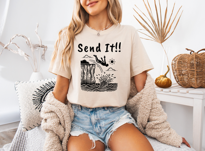 Doodle Design Cliff Jumping T-shirt for Thrill Seeker Shirt,  Adventure Lovers, and Outdoor Enthusiast