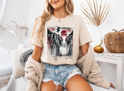 Distressed Grunge Cliff Jumping Graphic Tee | Cliff Jump Shirt for Outdoorsy Adventure Seekers