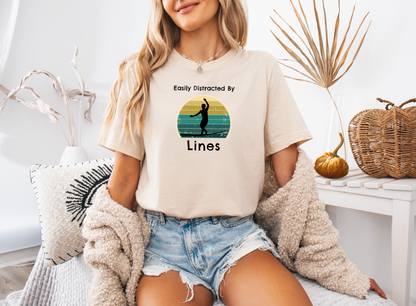 "Easily Distracted By Lines" Funny Slackline/Highlight T-Shirt | Vintage Inspired, Retro Sunset Slackline/Highline Shirt