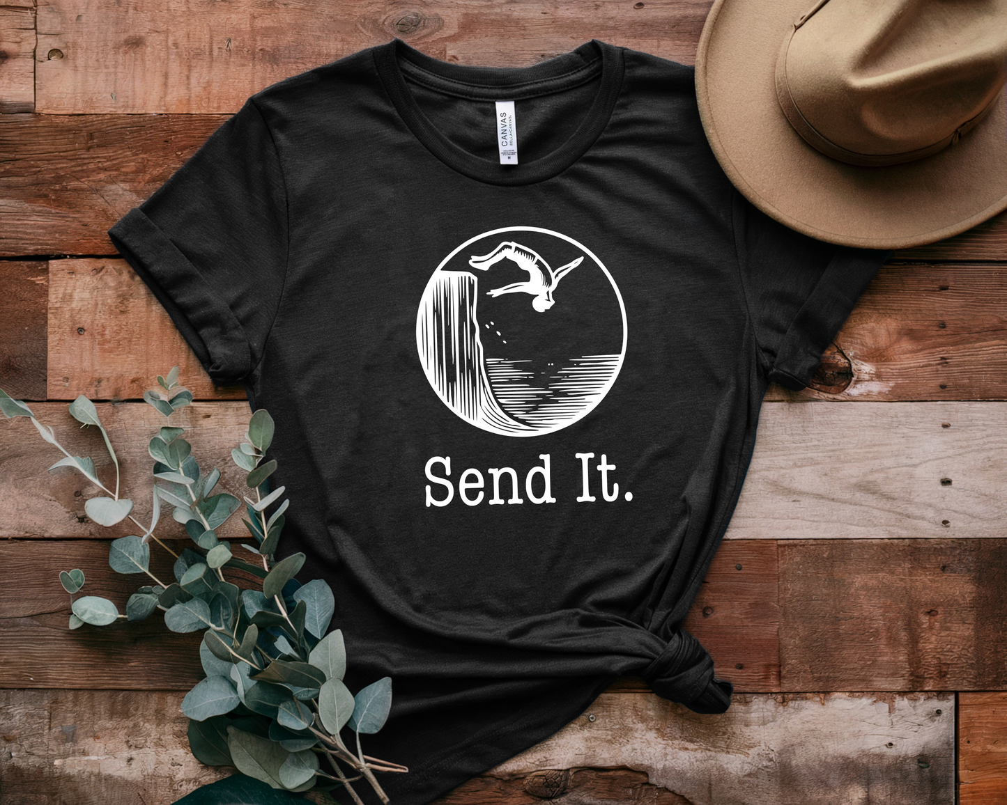 "Send It" Cliff Jumping T-shirt for Cliff Jumpers | Outdoorsy Adventure Lover Shirt