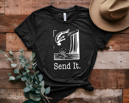 "Send It" Cliff Jumping T-shirt for Cliff Jumper | Adventure Lover Shirt for Outdoor Enthusiast