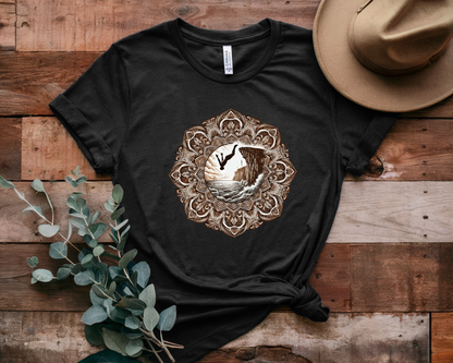 Mandala Style Cliff Jumping T-shirt for Outdoor Enthusiast and Adventure Lovers