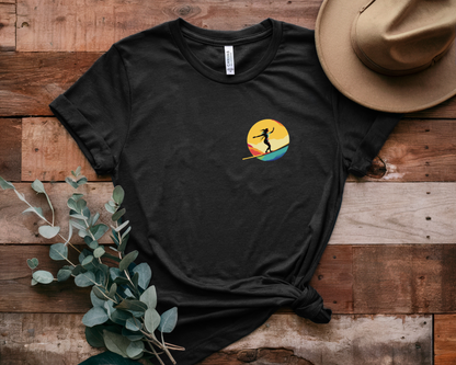 Slackline Shirt with Colorful Rainbow Moon Design Silhouette - Slackline/Highline Chest Icon Shirt