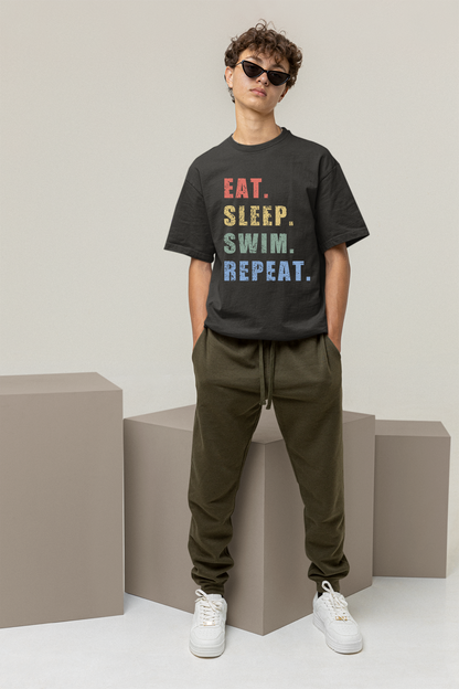 "Eat. Sleep. Swim. Repeat." Swimming Shirt | Swim T-Shirt Text Design