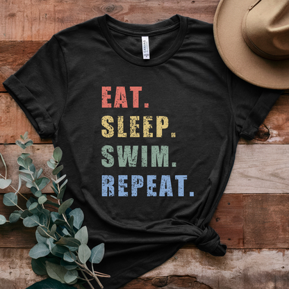 "Eat. Sleep. Swim. Repeat." Swimming Shirt | Swim T-Shirt Text Design