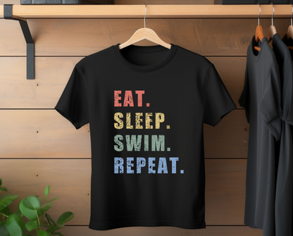 "Eat. Sleep. Swim. Repeat." Swimming Shirt | Swim T-Shirt Text Design