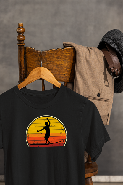 Retro Sunset Slackline T-Shirt | Vintage Inspired Slackline/Highline Shirt