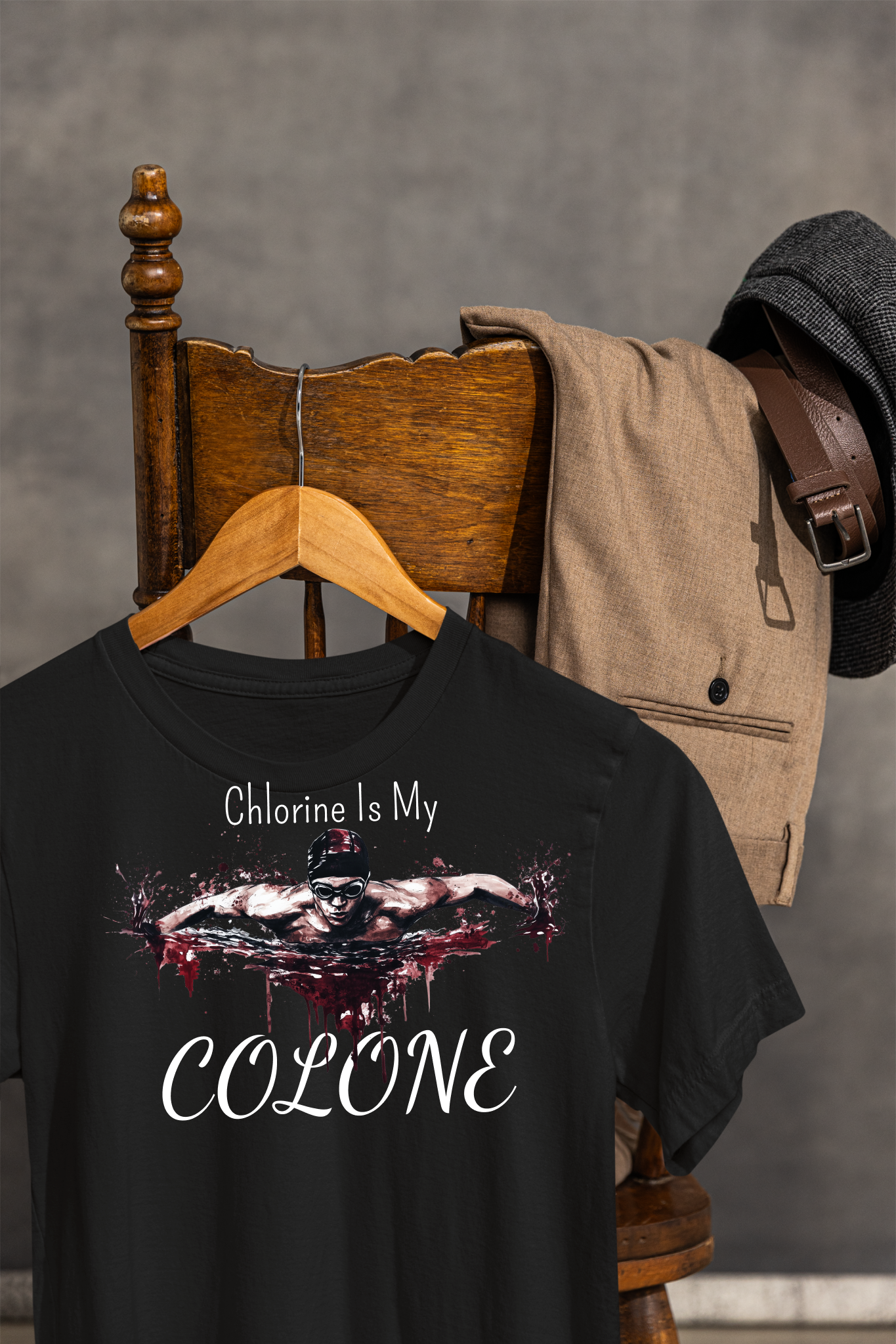 "Chlorine Is My Cologne" - Swim Shirt | Funny Male Swimming T-Shirt for Boys