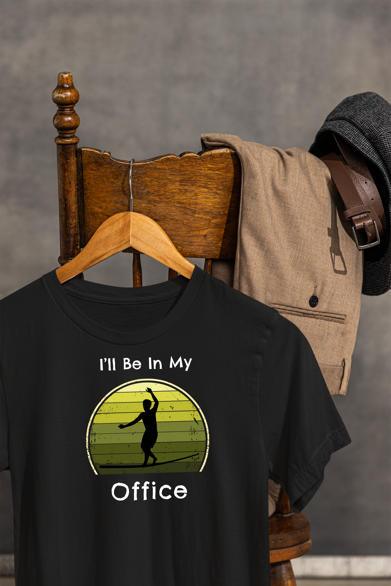 "I'll Be In My Office" Slackline T-Shirt | Vintage Inspired, Retro Sunset Slackline/Highline Shirt