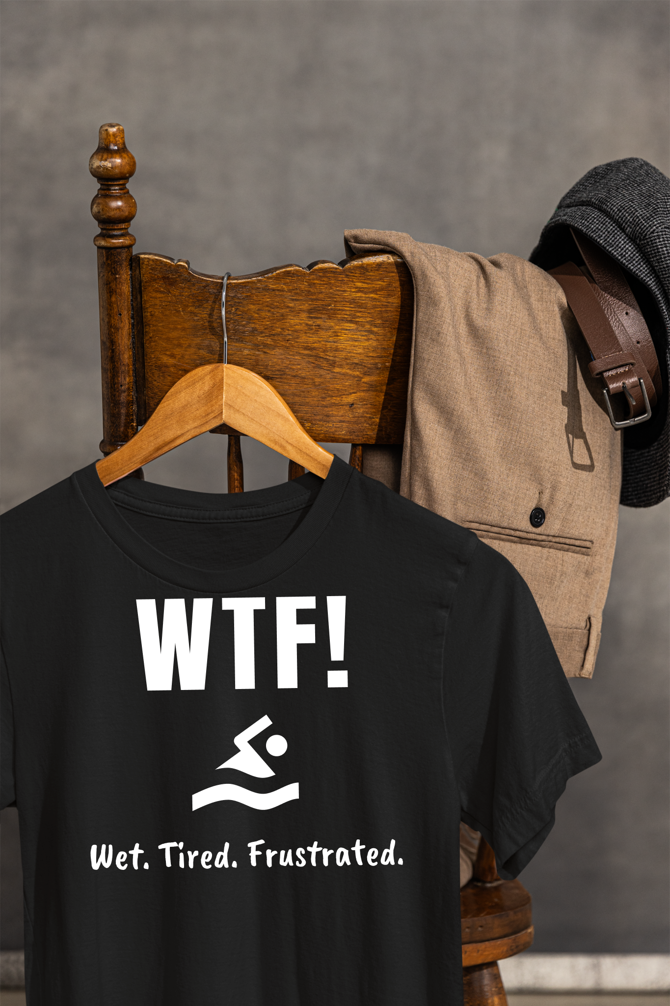 "WTF! Wet Tired Frustrated" Swim Shirt | Funny Swimmer T-Shirt - Minimalist Style