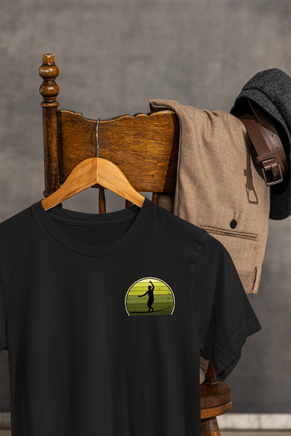 Retro Sunset Slackline T-Shirt | Vintage Inspired Slackline/Highline Chest Icon Shirt