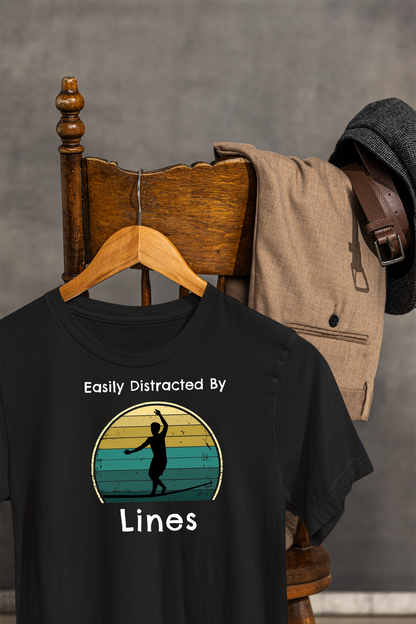 "Easily Distracted By Lines" Funny Slackline/Highlight T-Shirt | Vintage Inspired, Retro Sunset Slackline/Highline Shirt