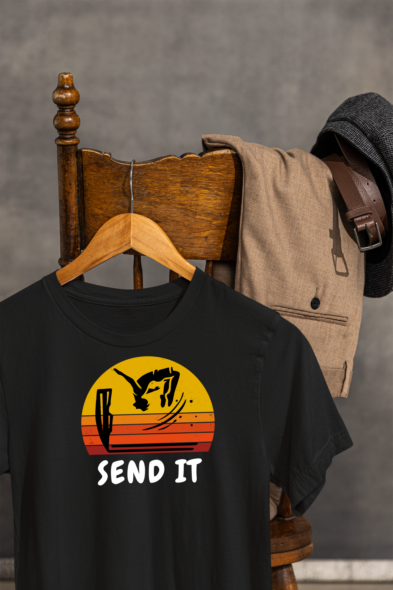 Retro "Send It" T-Shirt for Adrenaline Junkie | Cliff Jumping, Tricker, Parkour Athletes, Thrill Seeker Shirt