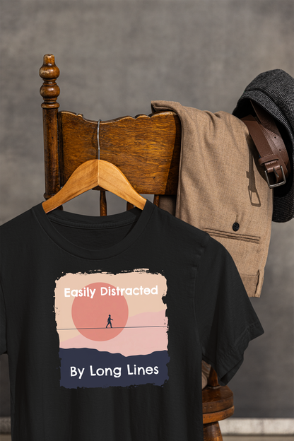 "Easily Distracted By Lines" Funny Highline/Slackline Shirt | Simple, Modern Slackline T-Shirt