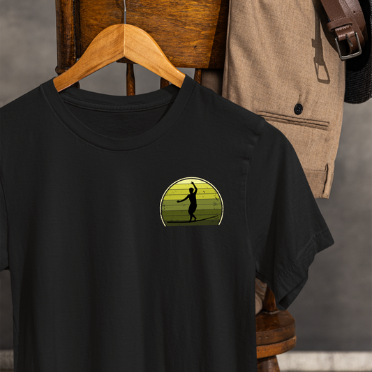 Retro Sunset Slackline T-Shirt | Vintage Inspired Slackline/Highline Chest Icon Shirt