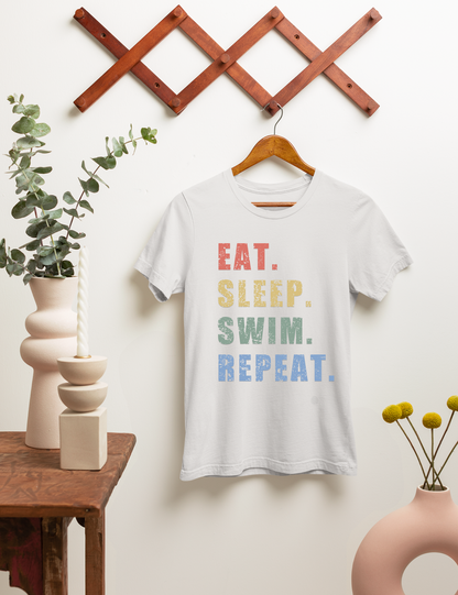 "Eat. Sleep. Swim. Repeat." Swimming Shirt | Swim T-Shirt Text Design