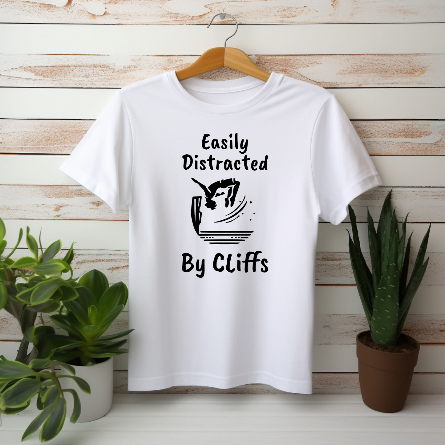 "Easily Distracted by Cliffs" Cliff Jumping T-shirt | Funny Shirt for Outdoor Enthusiasts