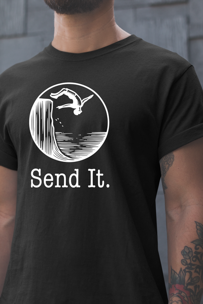 "Send It" Cliff Jumping T-shirt for Cliff Jumpers | Outdoorsy Adventure Lover Shirt