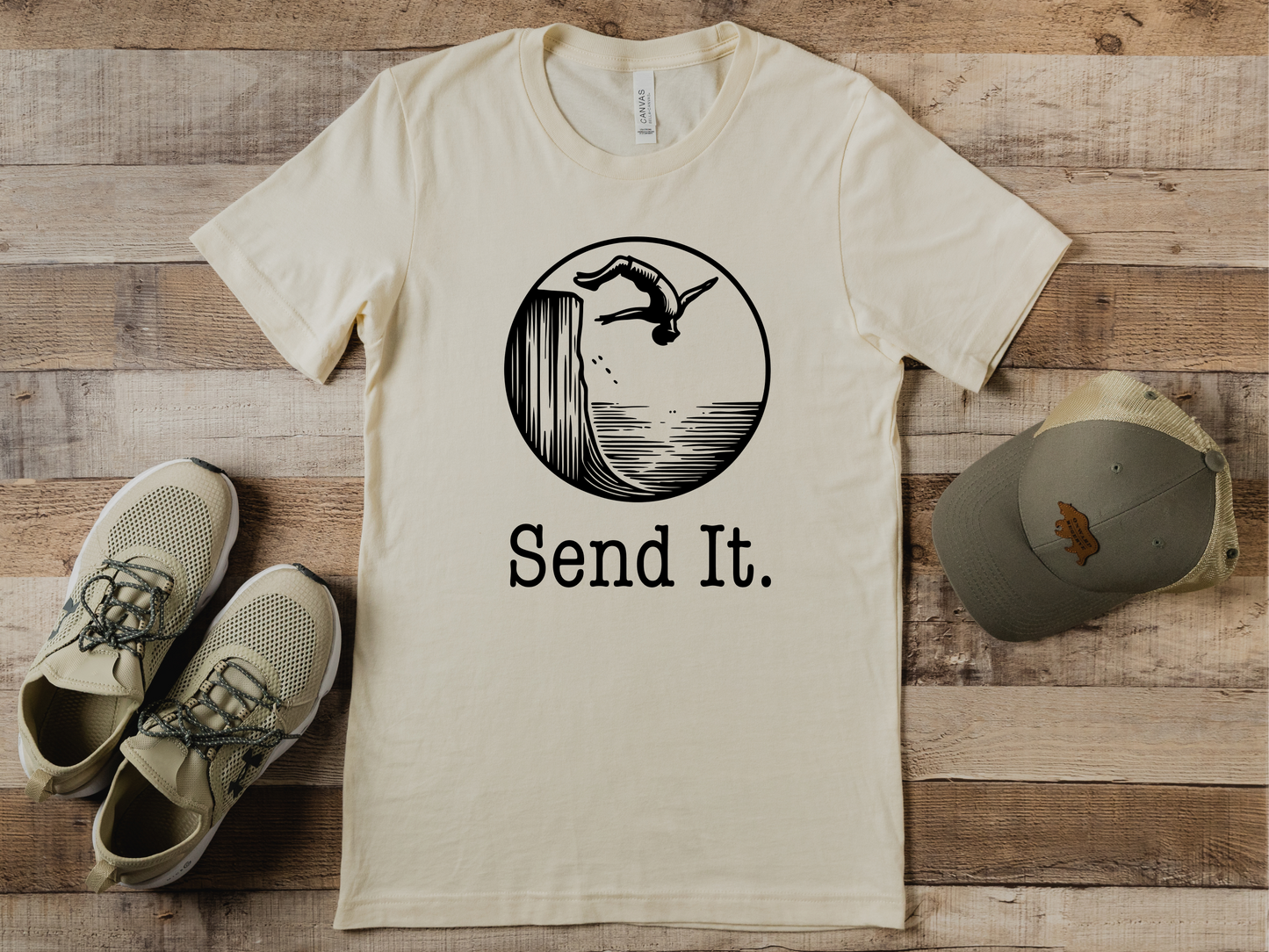 "Send It" Cliff Jumping T-shirt for Cliff Jumpers | Outdoorsy Adventure Lover Shirt