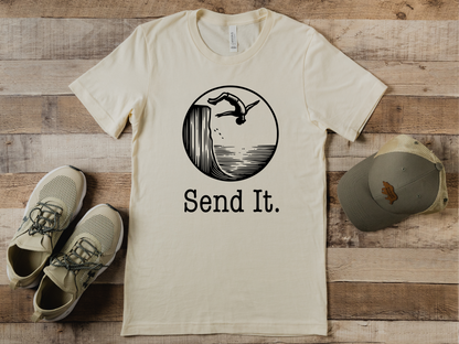 "Send It" Cliff Jumping T-shirt for Cliff Jumpers | Outdoorsy Adventure Lover Shirt