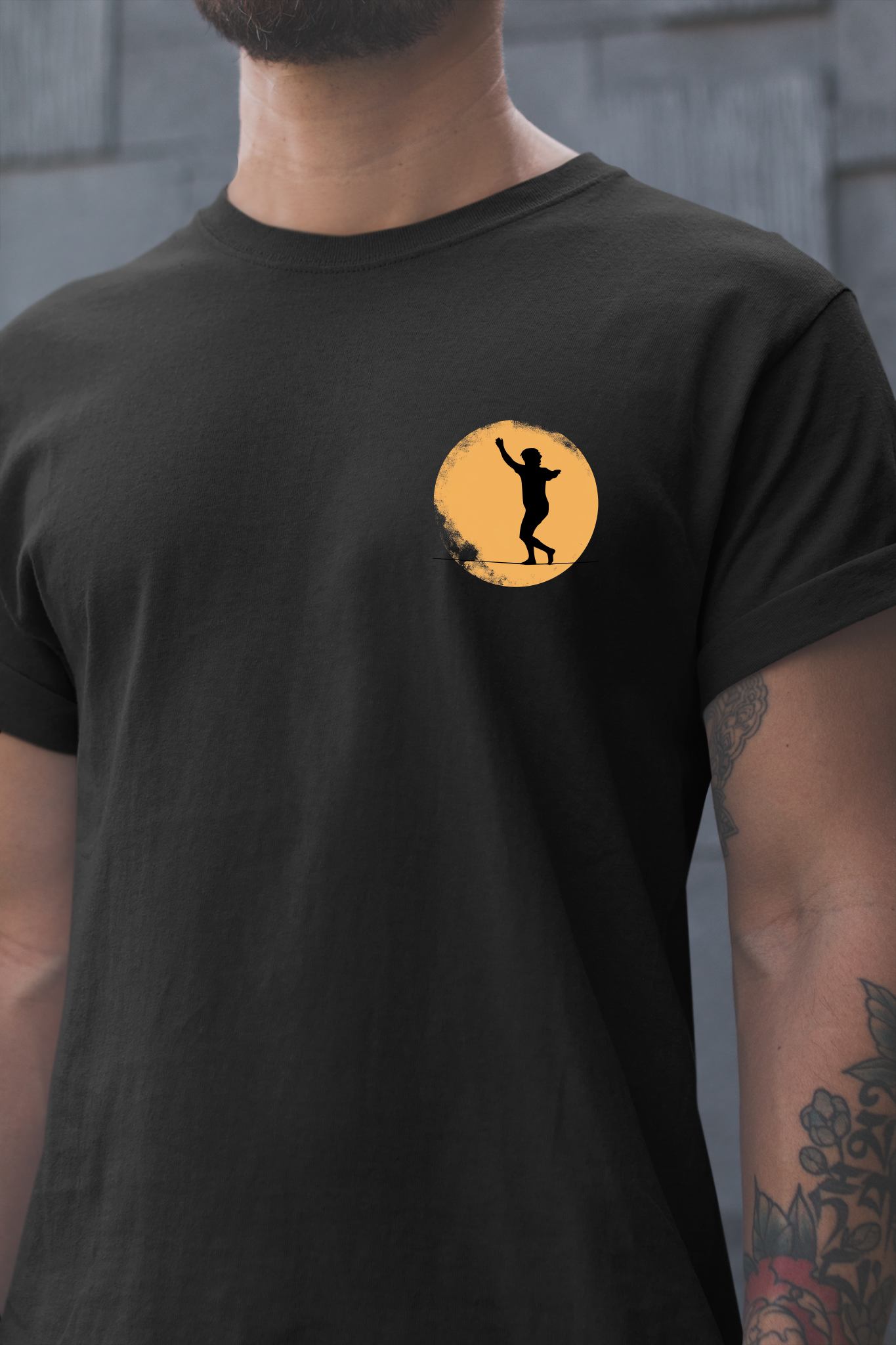 Slackline Shirt - Silhouette Moon Chest Icon - Cool, Minimalist Slackline/Highline T-Shirt