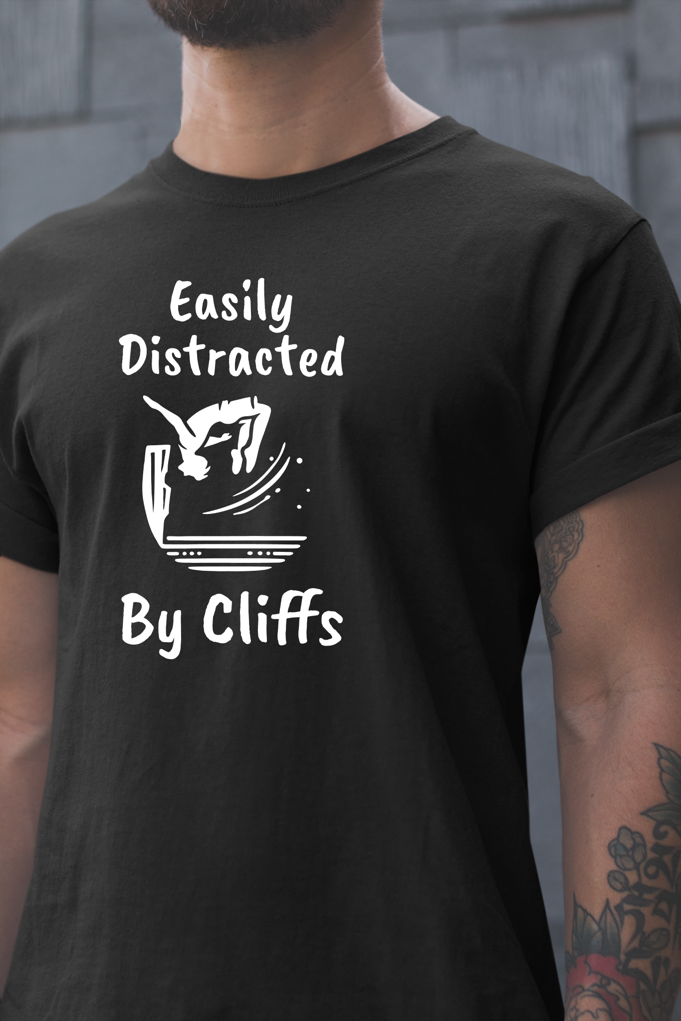 "Easily Distracted by Cliffs" Cliff Jumping T-shirt | Funny Shirt for Outdoor Enthusiasts