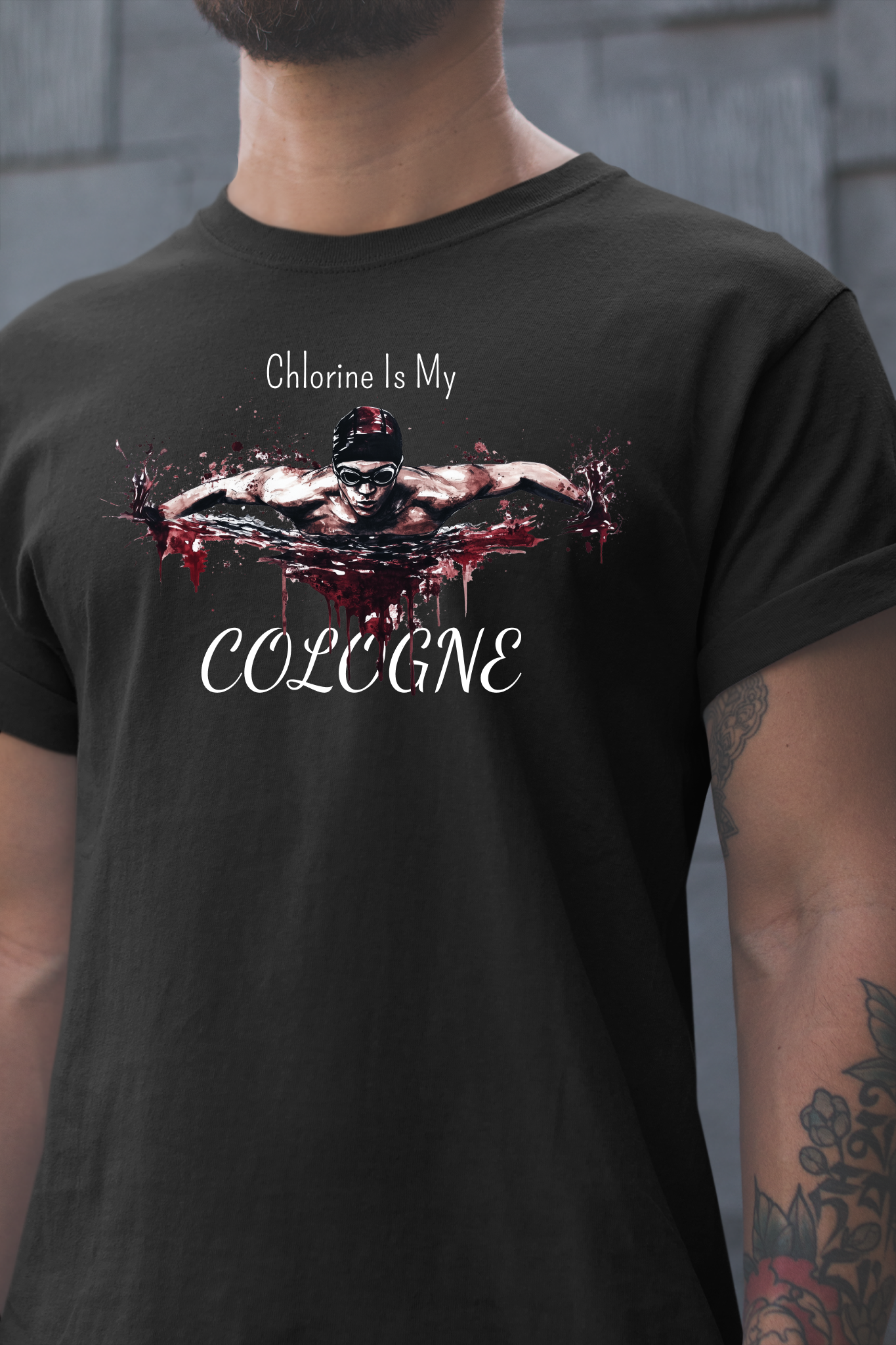 "Chlorine Is My Cologne" - Swim Shirt | Funny Male Swimming T-Shirt for Boys