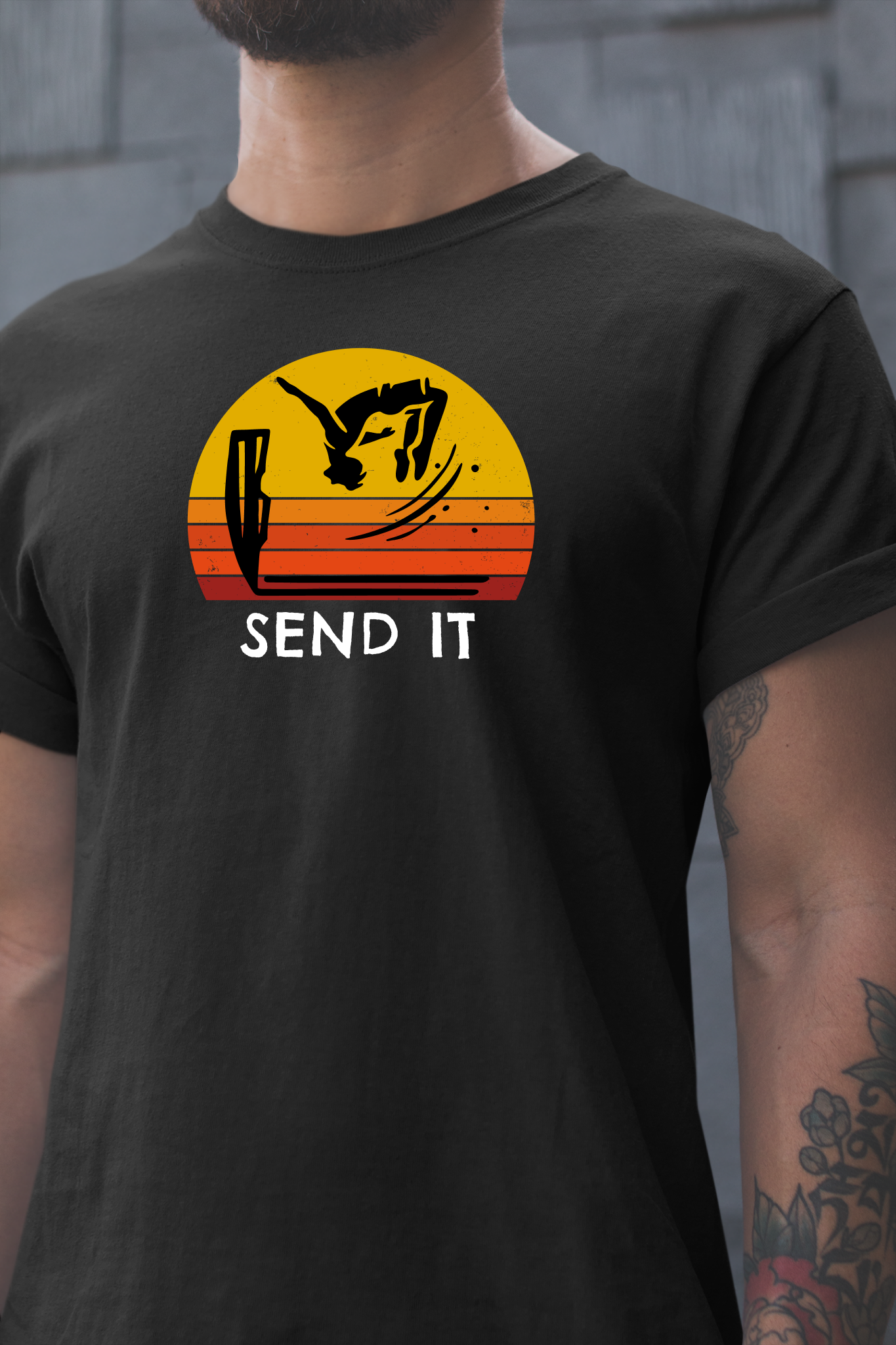 Retro "Send It" T-Shirt for Adrenaline Junkie | Cliff Jumping, Tricker, Parkour Athletes, Thrill Seeker Shirt