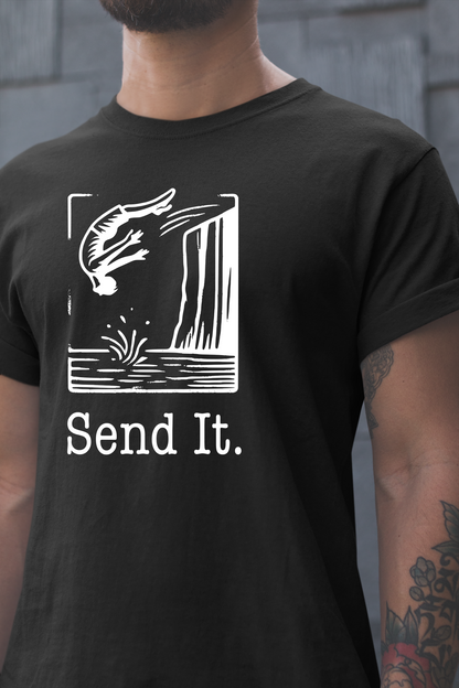 "Send It" Cliff Jumping T-shirt for Cliff Jumper | Adventure Lover Shirt for Outdoor Enthusiast