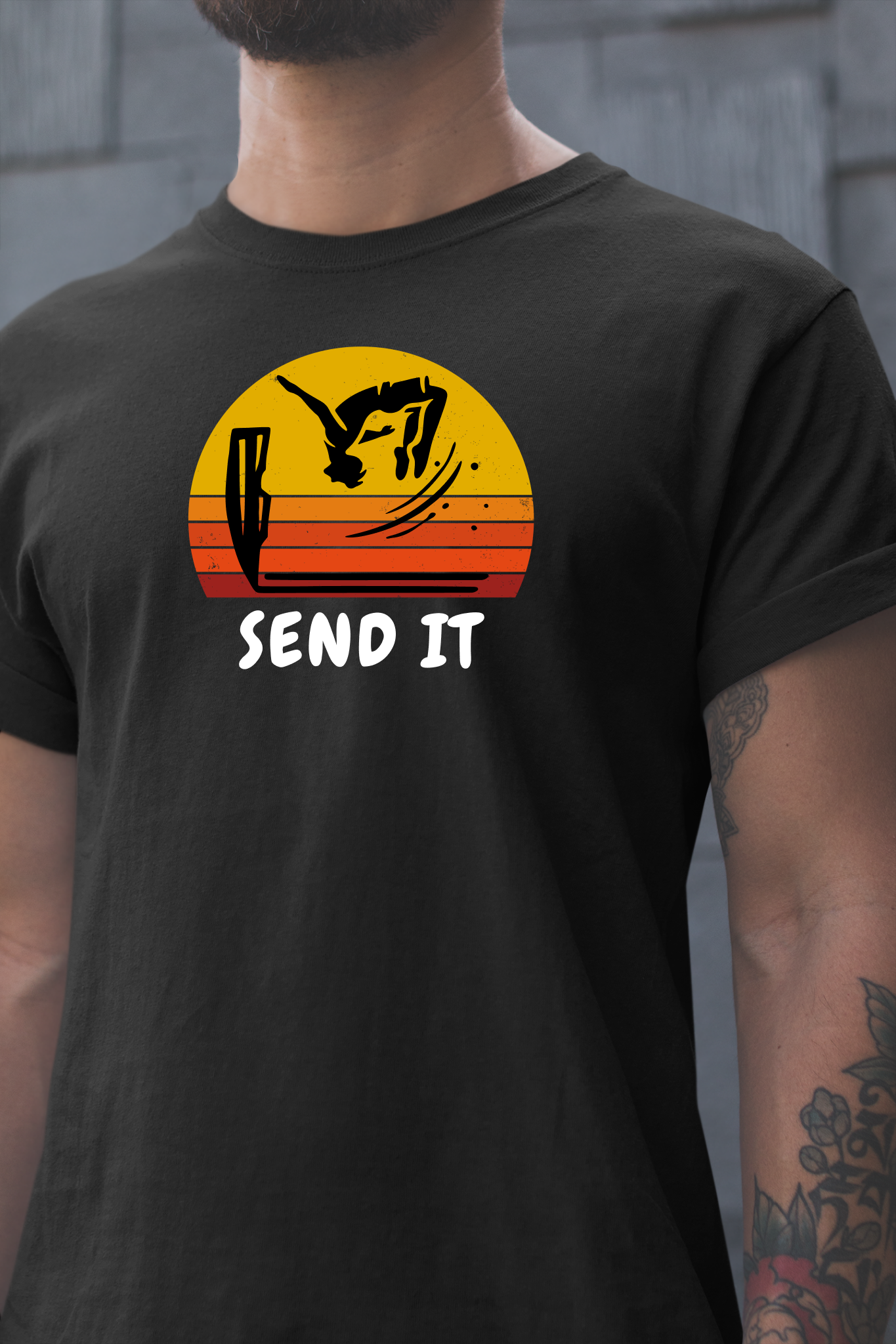 Retro "Send It" T-Shirt for Adrenaline Junkie | Cliff Jumping, Tricker, Parkour Athletes, Thrill Seeker Shirt