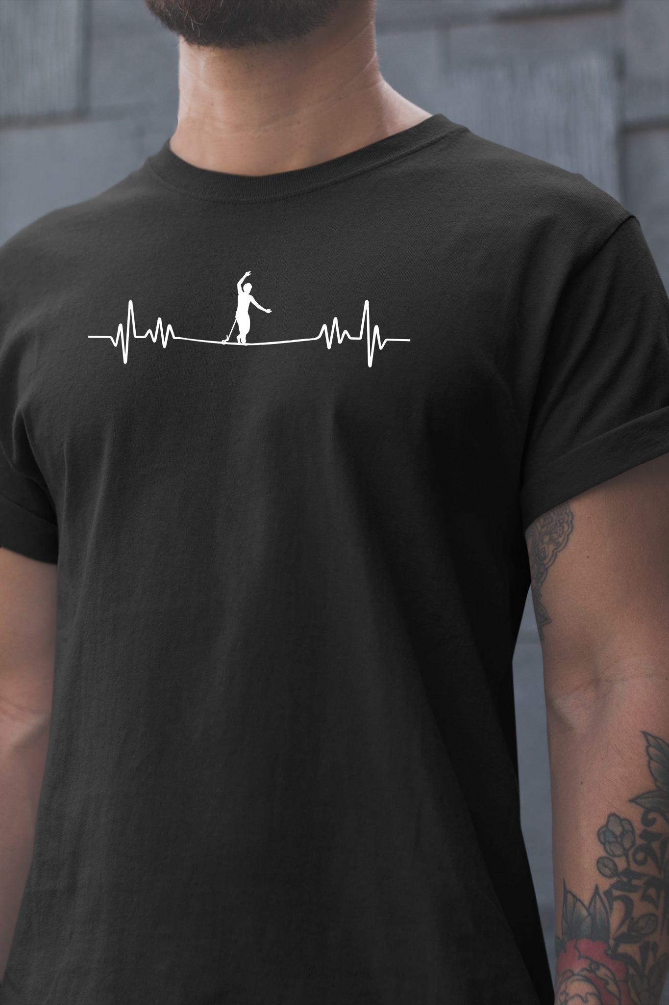 Highline EKG Heartbeat Pulse Line Design | Highline Shirt for Adventurous Thrill Seekers | Heartbeat Pulse Line T-Shirt