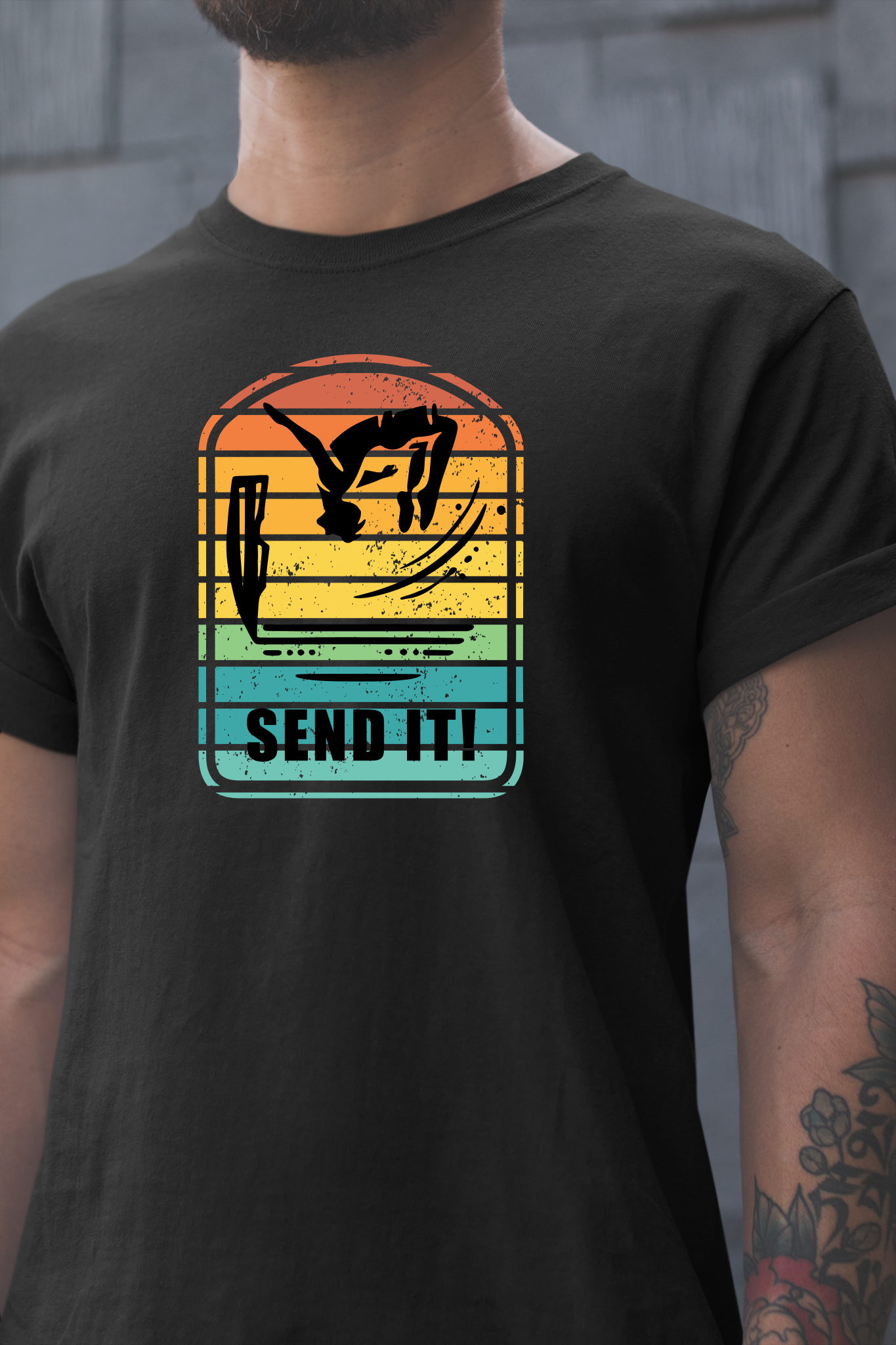 Retro "Send It" T-Shirt for Adrenaline Junkie | Cliff Jumping, Tricker, Parkour Athletes, Thrill Seeker Shirt