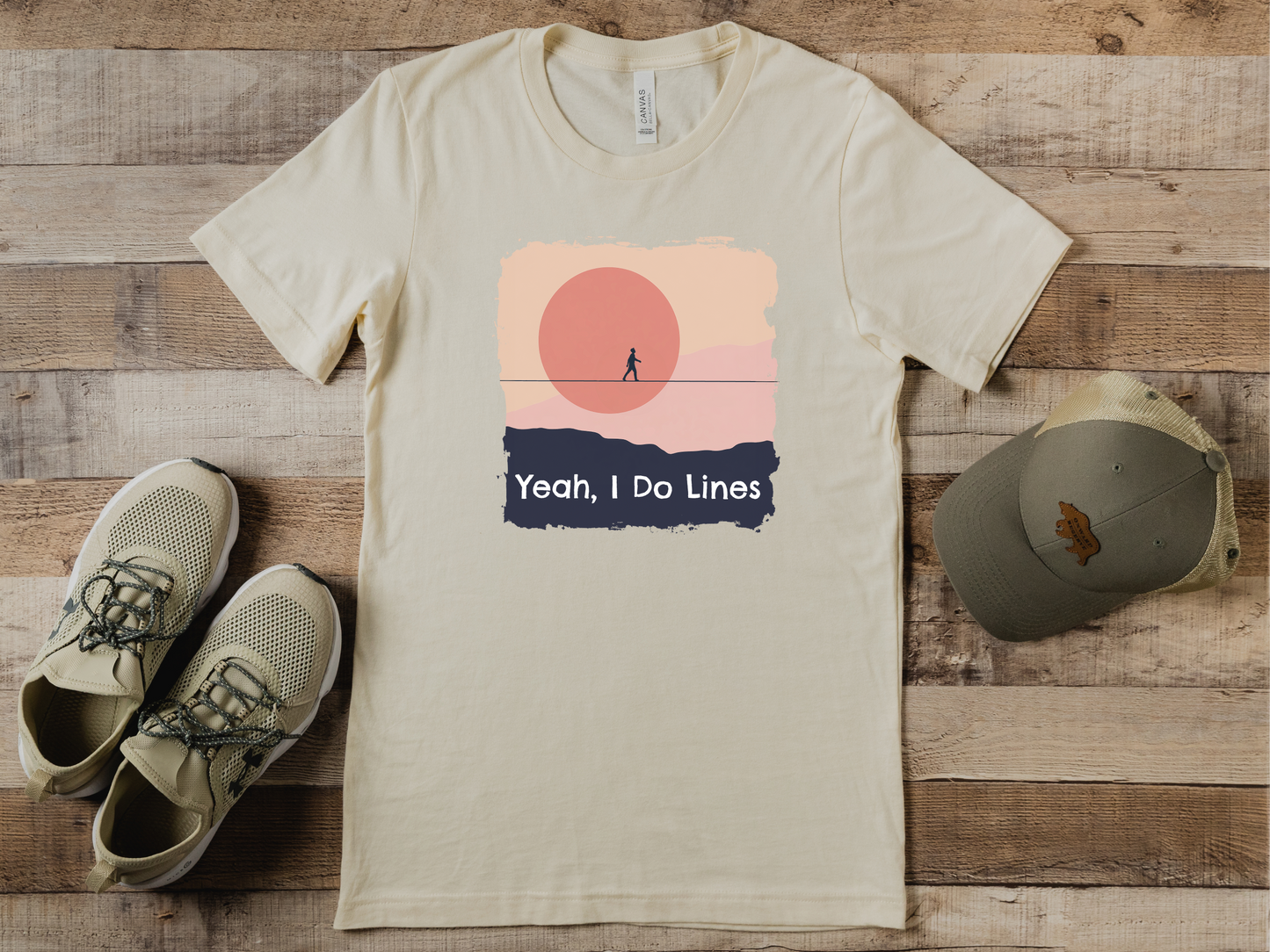 "Yeah, I Do Lines" Funny Highline/Slackline Shirt | Simple, Modern Slackline T-Shirt