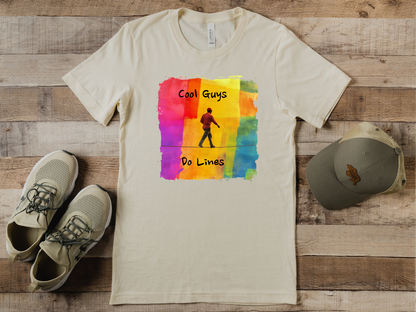 "Yeah, I Do Lines" Funny Slackline T-shirt | Colorful Abstract Slackline Highline Shirt - Rainbow Cubic Splatter Paint Design