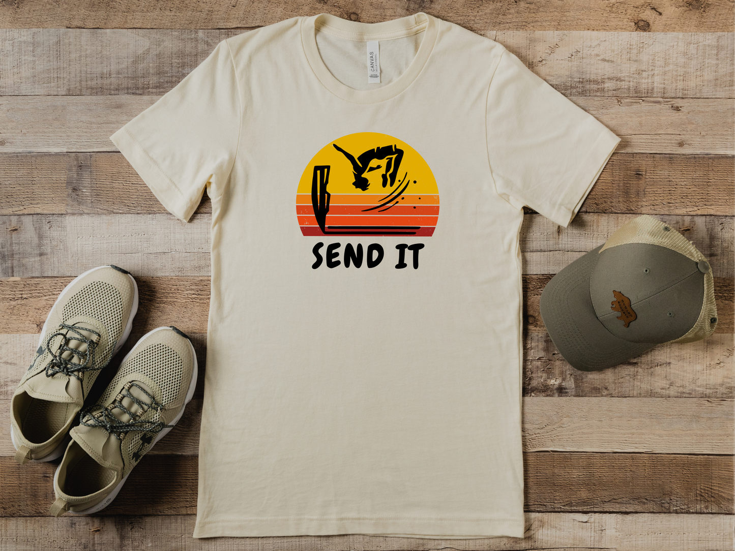 Retro "Send It" T-Shirt for Adrenaline Junkie | Cliff Jumping, Tricker, Parkour Athletes, Thrill Seeker Shirt