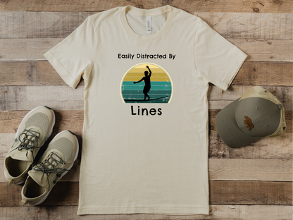 "Easily Distracted By Lines" Funny Slackline/Highlight T-Shirt | Vintage Inspired, Retro Sunset Slackline/Highline Shirt