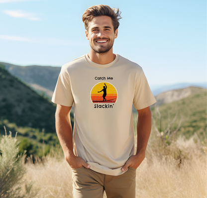 "Catch Me Slackin" Slackline/Highlight T-Shirt | Vintage Inspired, Retro Sunset Slackline/Highline Shirt