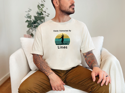 "Easily Distracted By Lines" Funny Slackline/Highlight T-Shirt | Vintage Inspired, Retro Sunset Slackline/Highline Shirt