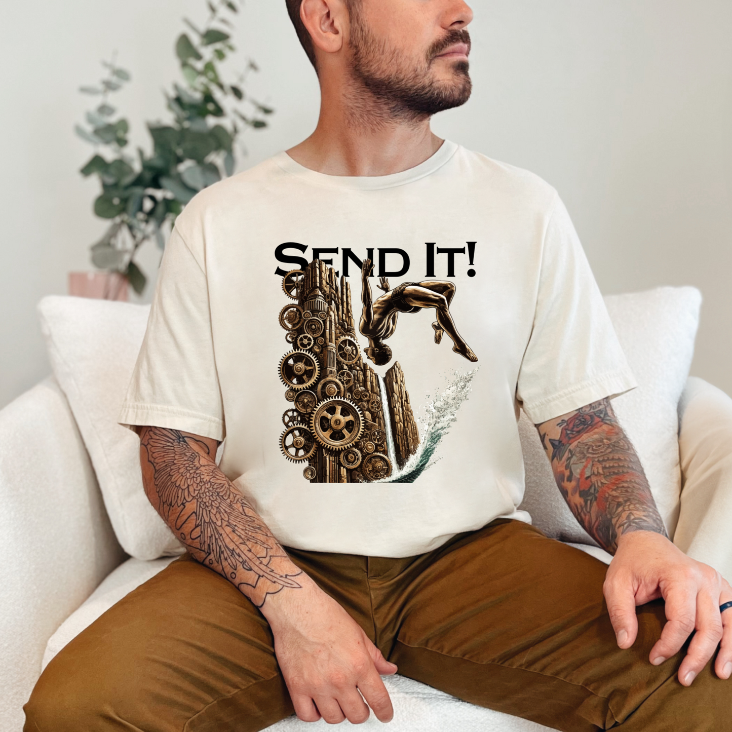 Steampunk "Send It" Cliff Jumping T-Shirt | Cliff Jumper Graphic Tee