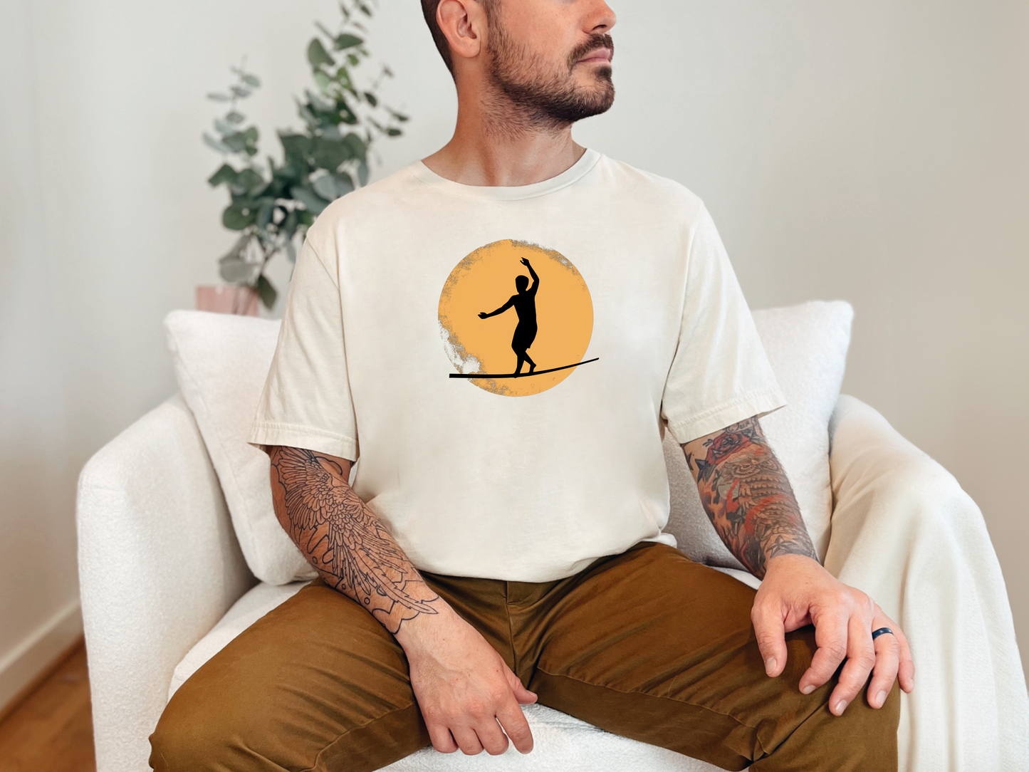 Slackline Shirt - Silhouette Moon - Cool, Minimalist Slackline/Highline T-Shirt