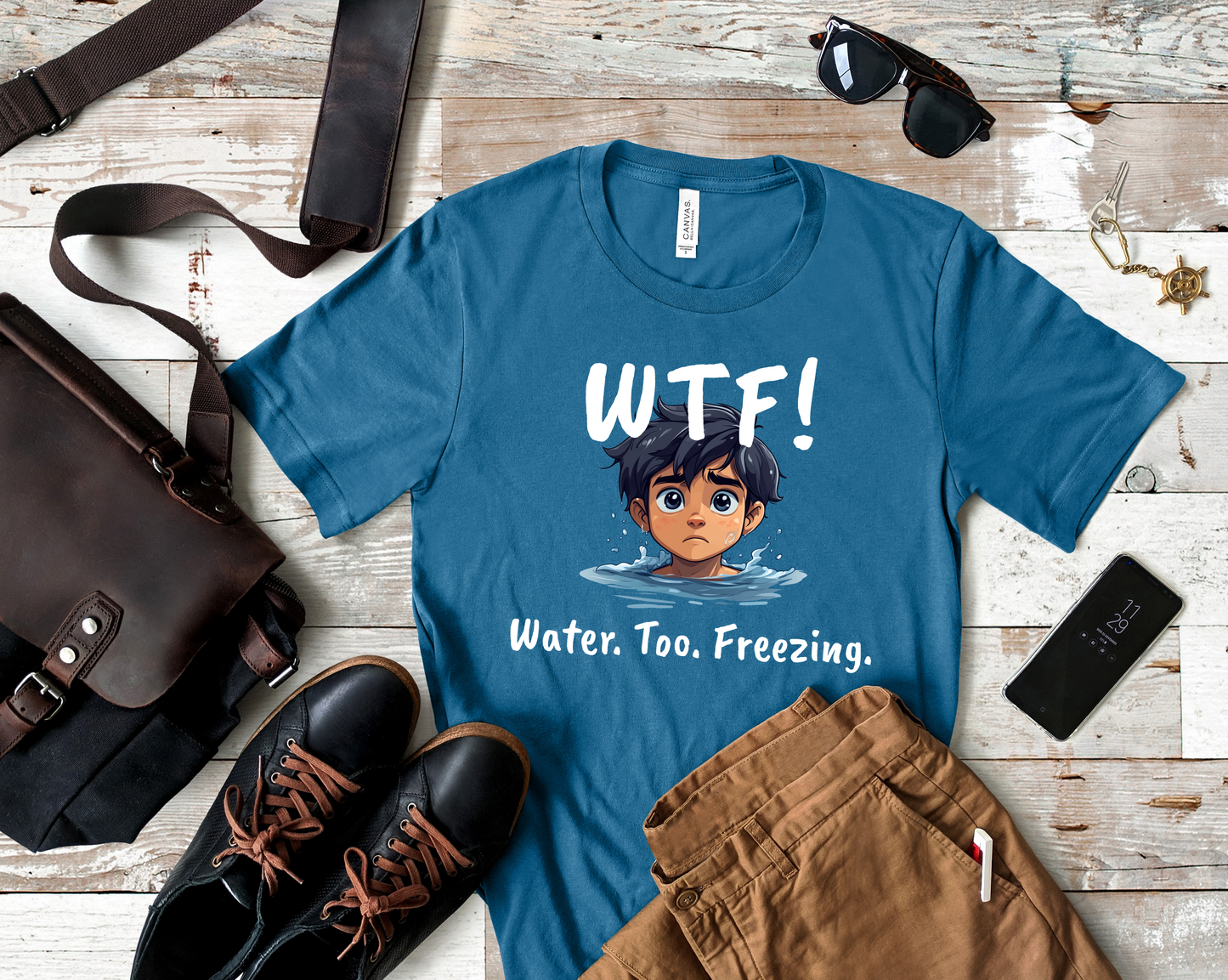 "WTF! Water Too Freezing" Swim Shirt | Funny Swimmer T-Shirt