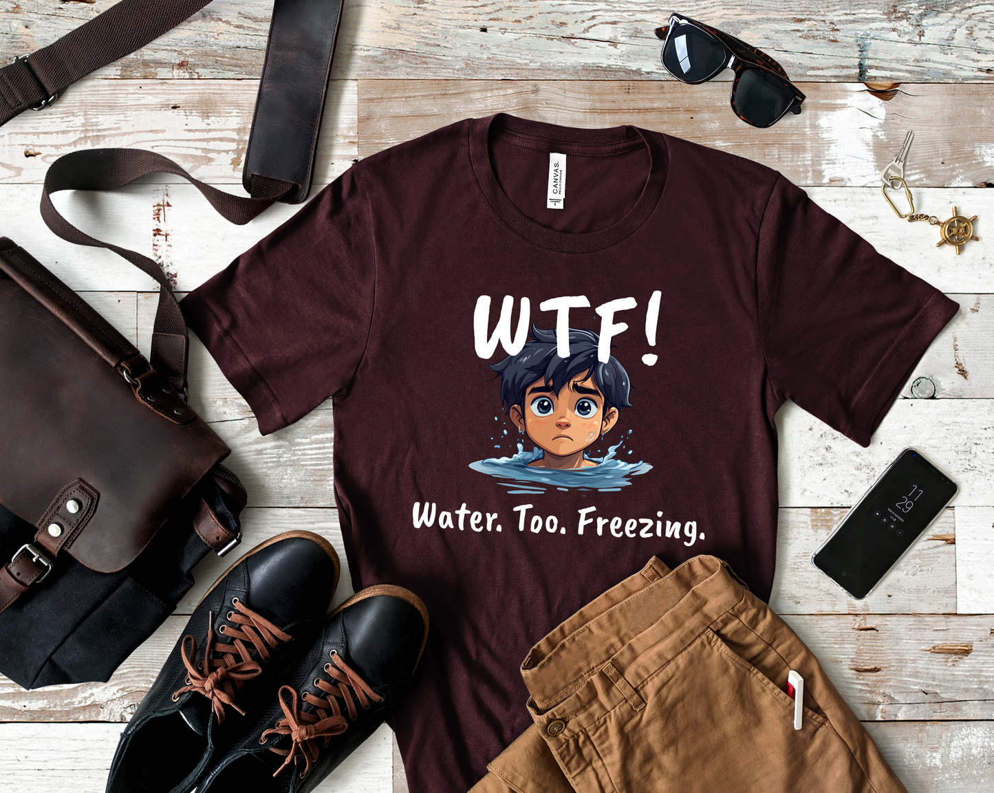 "WTF! Water Too Freezing" Swim Shirt | Funny Swimmer T-Shirt