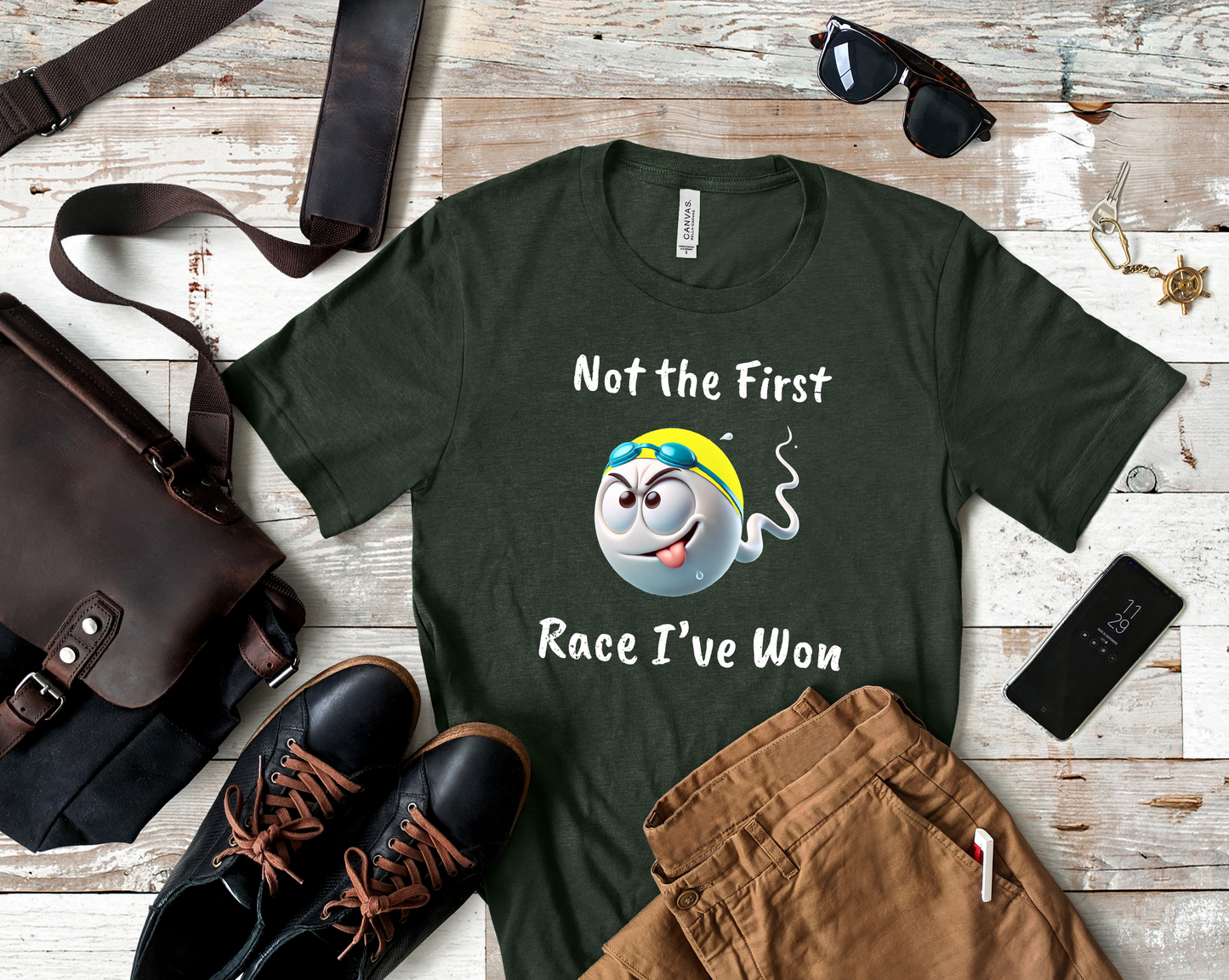 "Not The First Race I've Won" - Swim Shirt | Funny Sperm Swimming T-Shirt - HILARIOUS