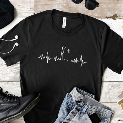 EKG Heartbeat Pulse Line Design - Cliff Jumping | Cliff Jumper Shirt for Adventurous Thrill Seekers | Heartbeat Pulse Line T-Shirt